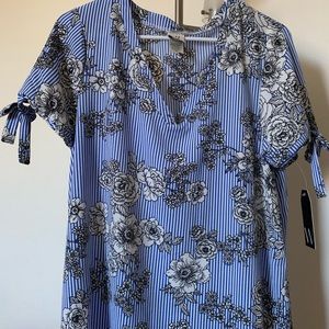 NEW Wrapper Striped Dress with Flora Detail